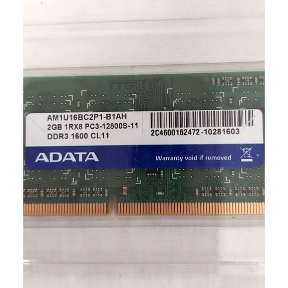ADATA 2GB 1RX8 PC3-12800S-11 DDR3 1600 CL11 AM1U16BC2P1-B1AH Laptop Ram - Picture 2 of 4